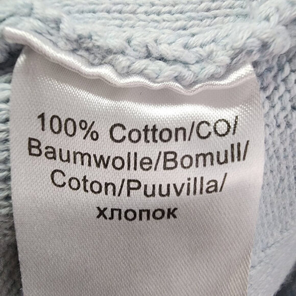 Marble Light Blue Cotton High Neck Knit Sweater Size XL - Picture 7 of 8